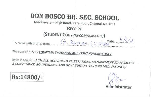 don bosco school fee