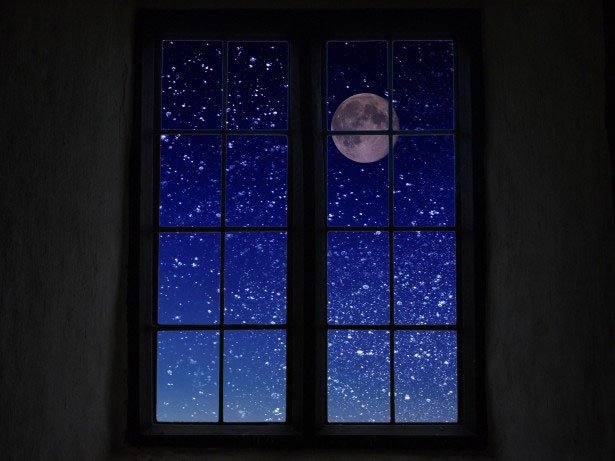 moon through window