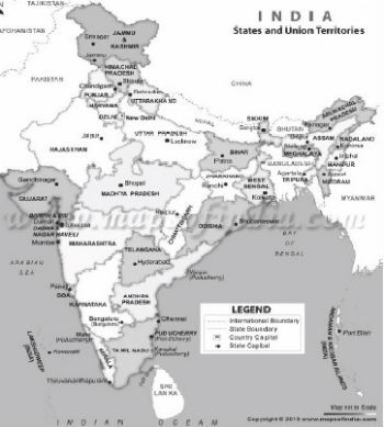 india states UT map 350