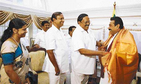 Kanimozhi, TR Balu and Rajapakse