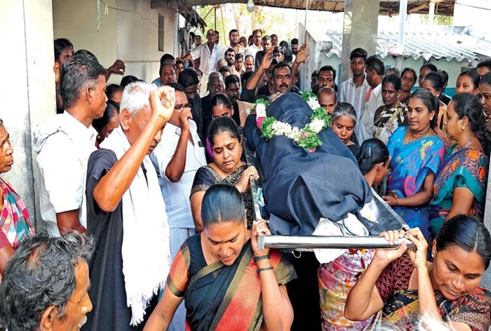 women conduct funeral