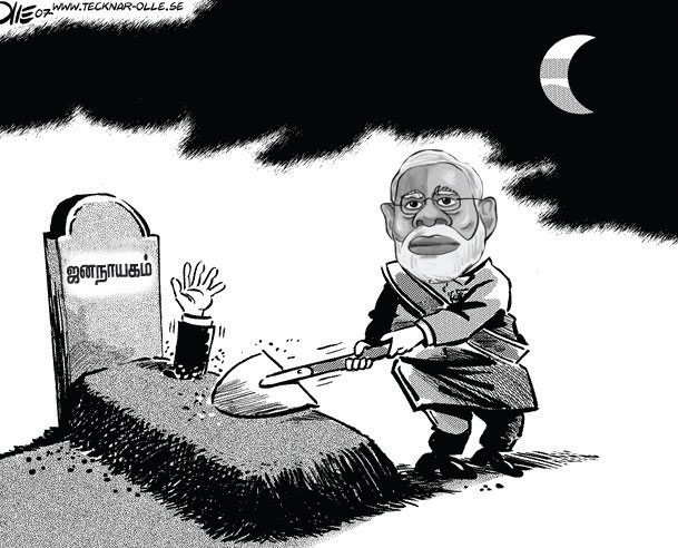 modi democracy cartoon