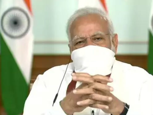 modi with corona mask