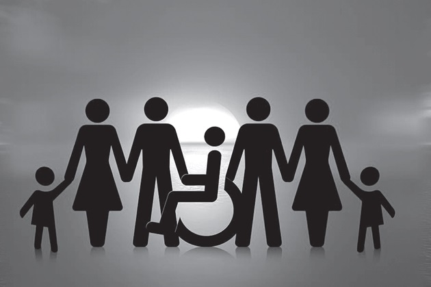 disabled person with family