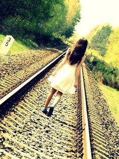 lady on railway track