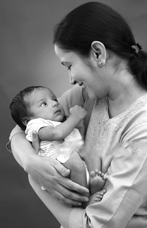 mother and new born baby