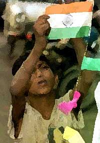 Boy with indian flag